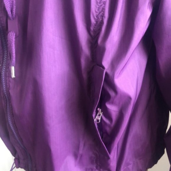 Xersion Cropped Rain Coat Jacket Water Resistant Bright Purple Sz.S-M New - Picture 8 of 11